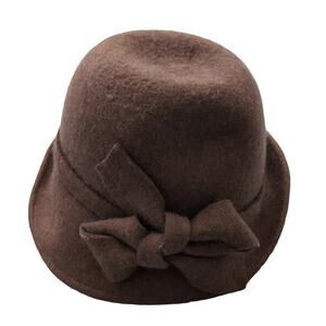 Toucan Collection Brown Wool Hat with Side Bow Fedora